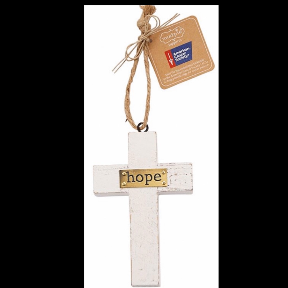 Mudpie Wooden Cross American Cancer Society Orn